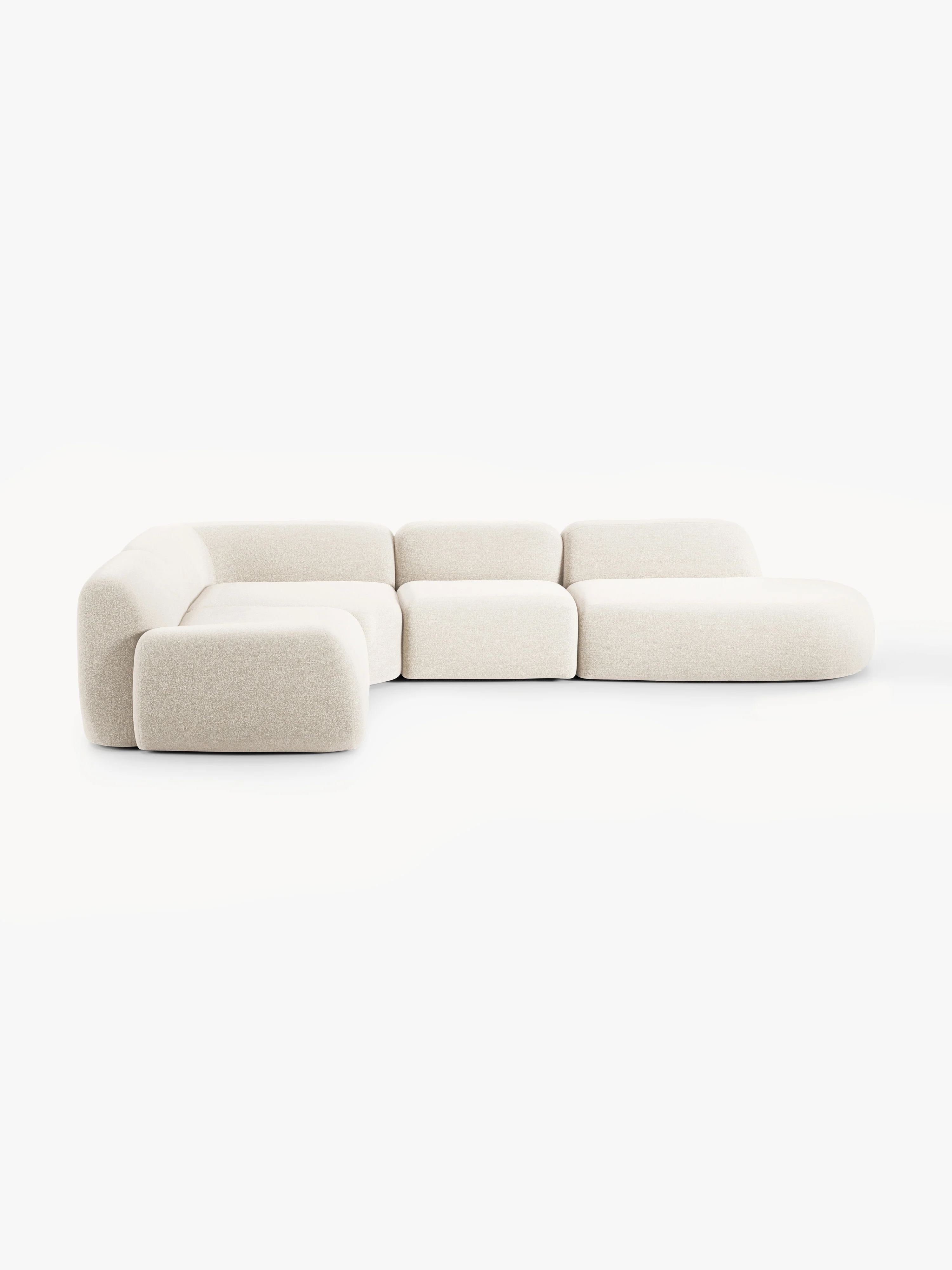 Modulaire bouclé XL hoekbank Wolke met chaise longue