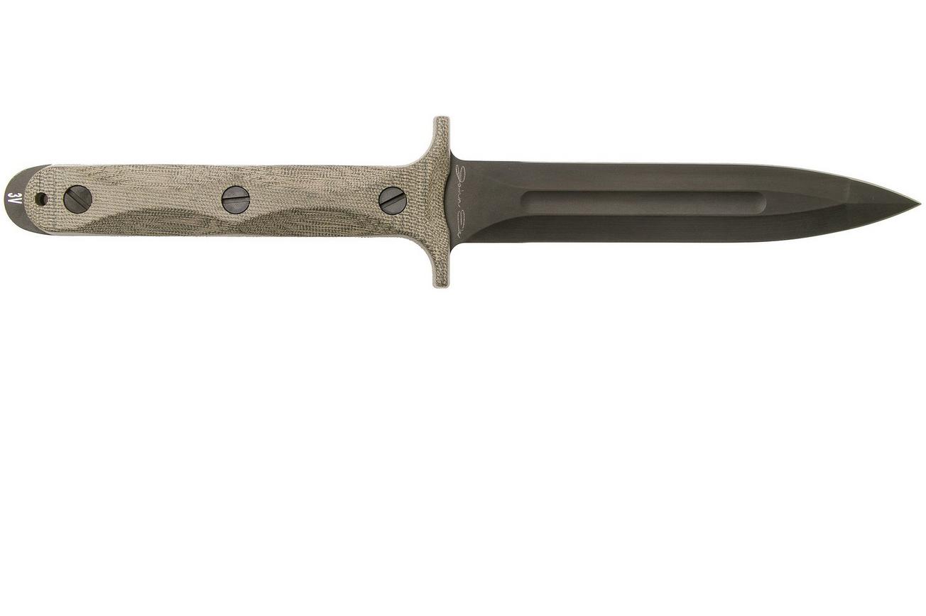 Rick Hinderer EK Dagger 3V DLC, OD Green Micarta commando dolkmes