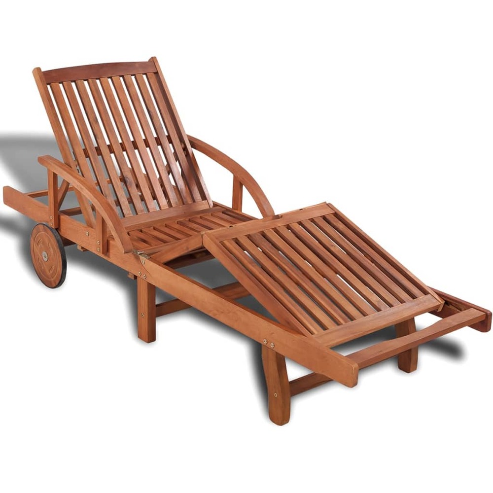 Transat chaise longue bain de soleil lit de jardin terrasse meuble d'extérieur bois d'acacia solide