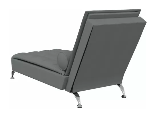 Chaise longue de massage avec traversin gris foncé tissu