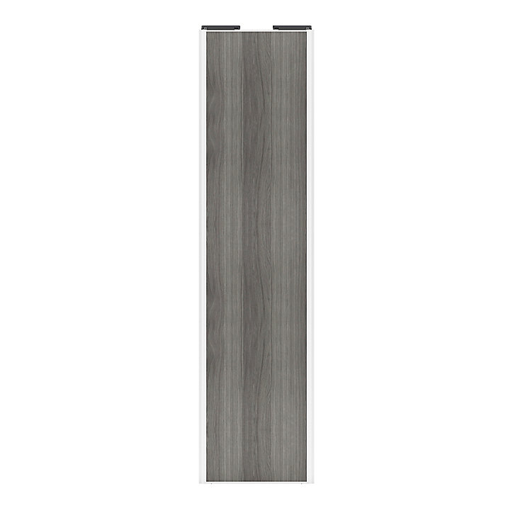 Porte de placard coulissante effet chêne grisé profil blanc GoodHome Arius H. 248,5 x L. 62.2 cm + amortisseurs