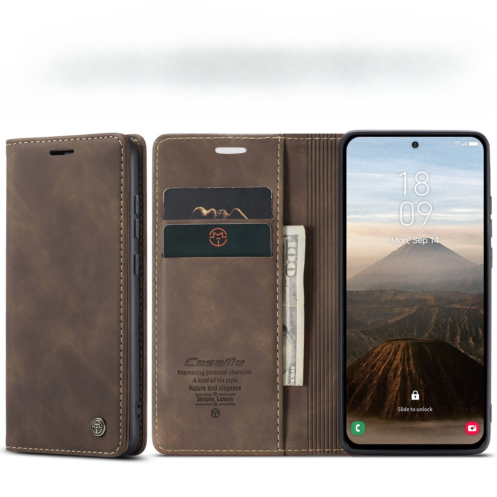 Samsung Galaxy S25 FE Leder Tasche Flip Wallet Etui mit Kartenfächern - Braun