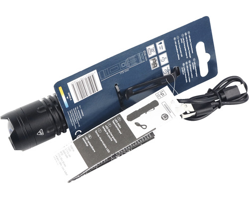 LUMAK PRO LED oplaadbare zaklamp 1500 lm 5000 K koelwit Bereik 220 m Brandduur 3 uur met USB-C