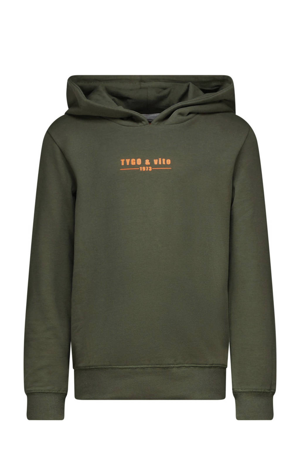 TYGO & vito hoodie Hugo met tekst tijmgroen