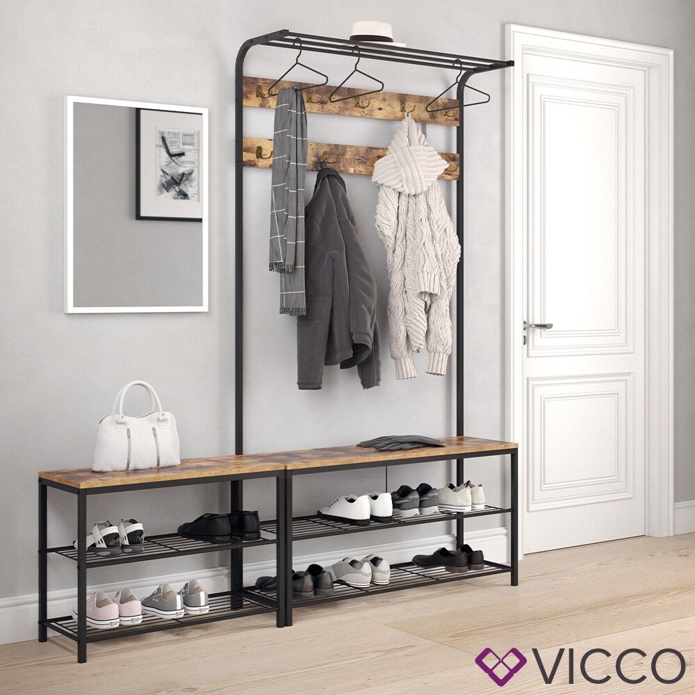VICCO Schuhbank FYRK Schuhregal 70cm Schuhschrank Sitzfläche Sitzbank 2 Ablagen
