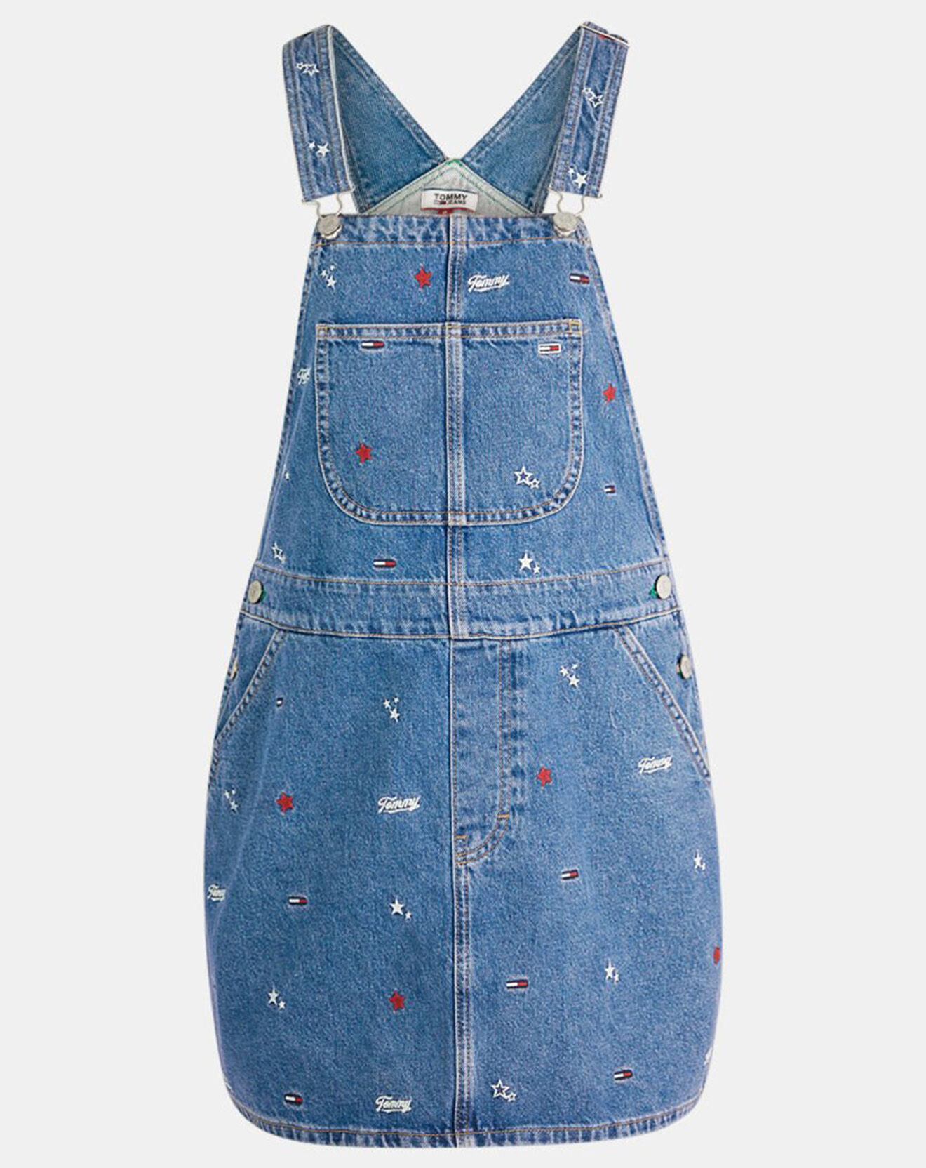 Tommy Jeans Robe salopette en Coton recyclé denim Logo bleu