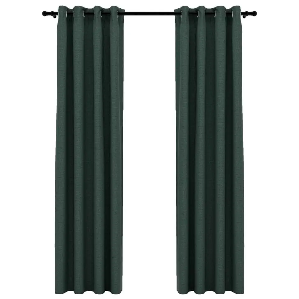 vidaXL - Gordijn - Groen - Stof - 140 x 245 cm - 2 stuks