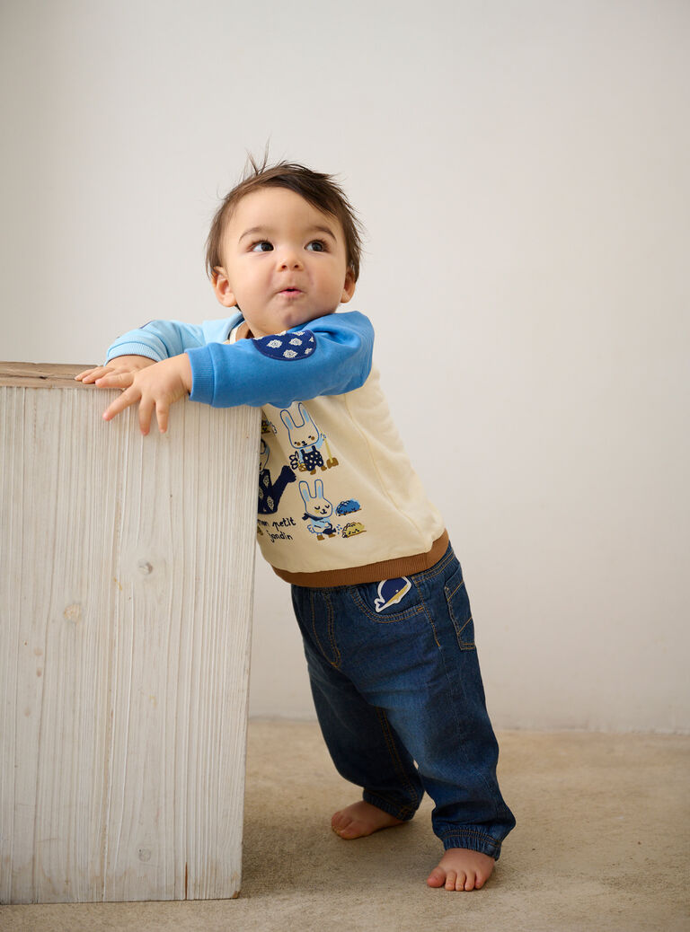 Sweat bleu avec imprimé fantaisie pour bébé garçon