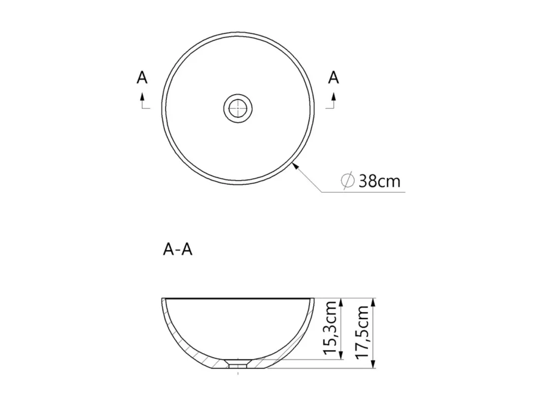 Vasque à poser VIDAR - 75% Minéral Blanc Brillant Ronde 38cm*H17.5cm - LAVABERG