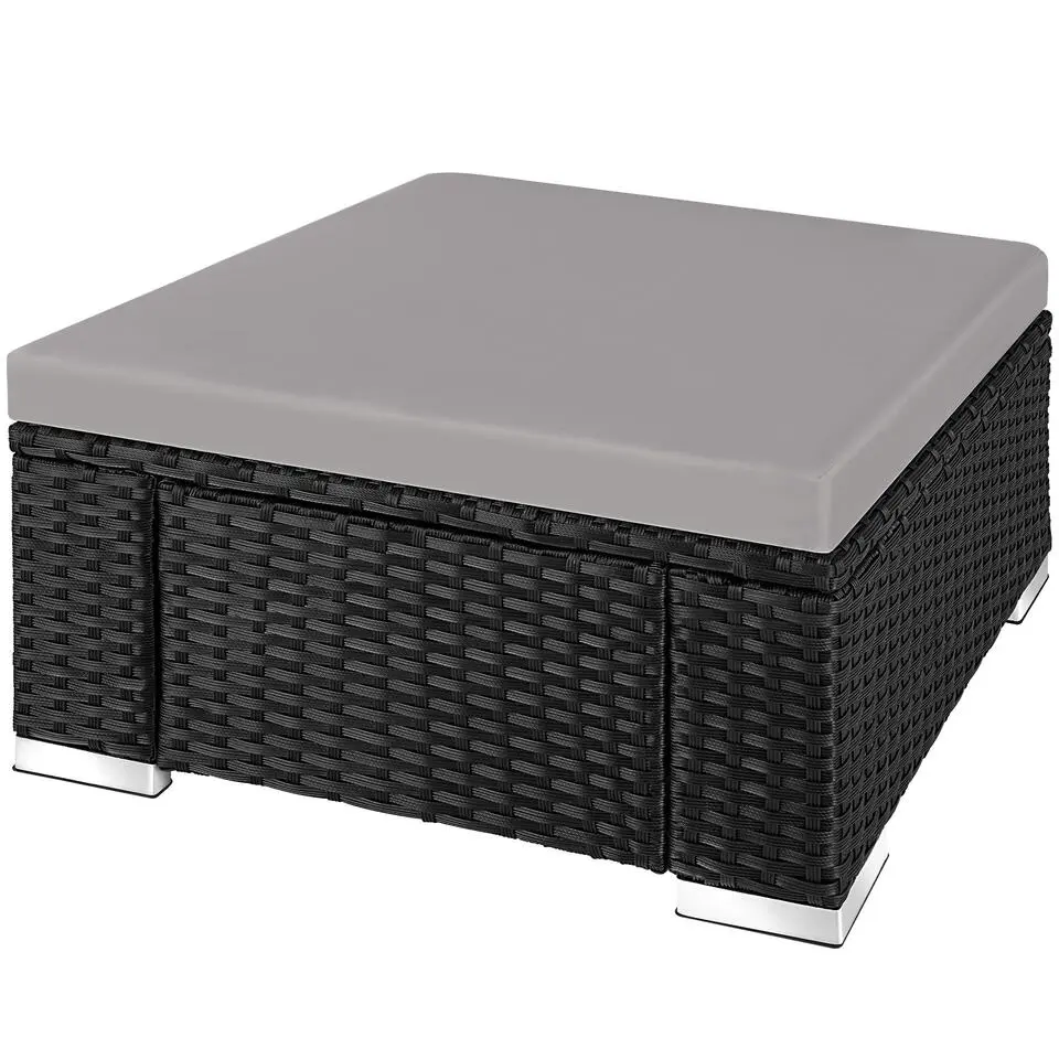 tectake - Wicker hocker, Zwart / Grijs