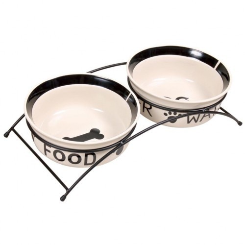 Conjunto de tigelas para cães Trixie Eat on Feet, branco