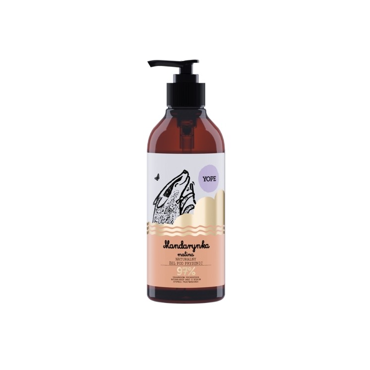 YOPE natürliches Duschgel mit Mandarine und Himbeere, 400 ml