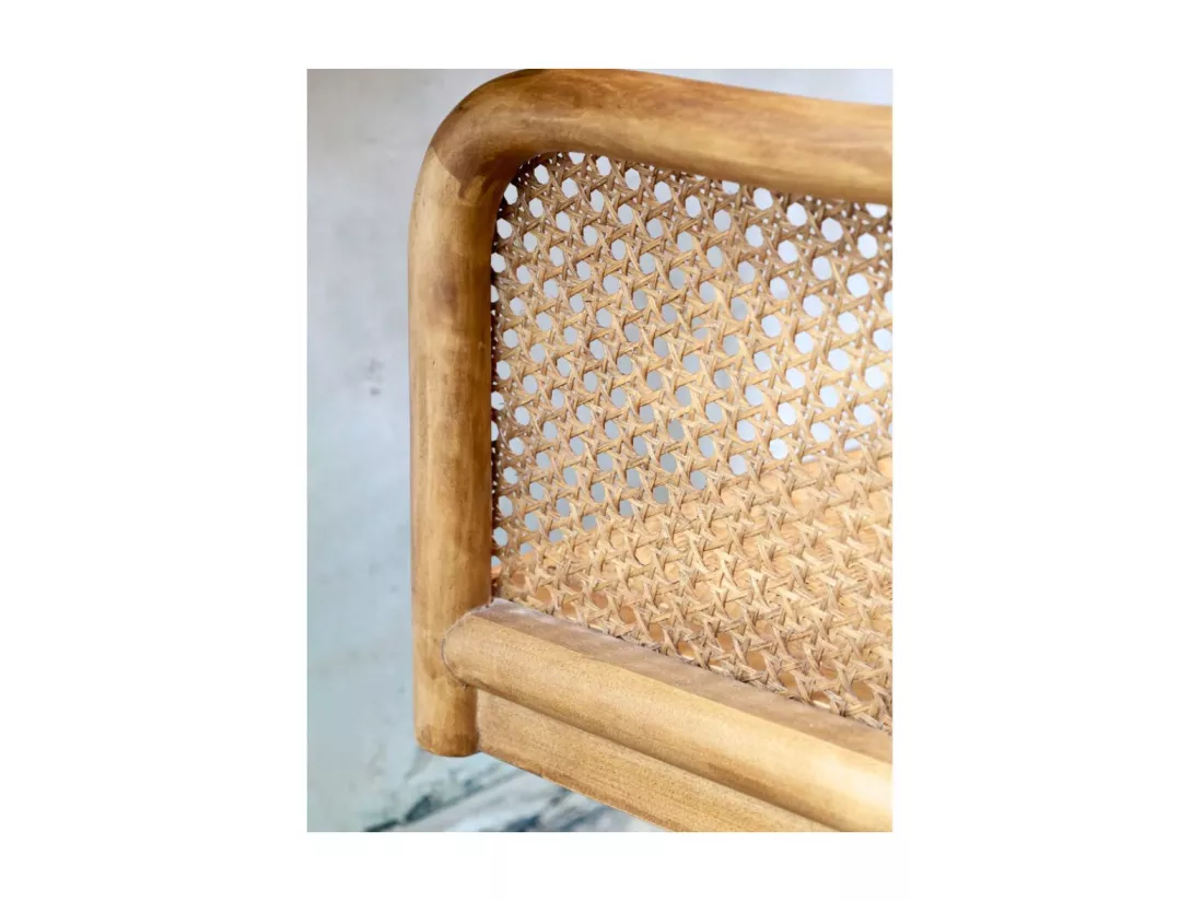 Chaise de bureau antique en rotin et bois de bouleau 62 x 62 x 92 cm