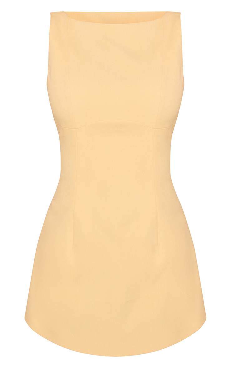Citron Robe Mini Dos Nu Col Bateau En Tissu Tissé