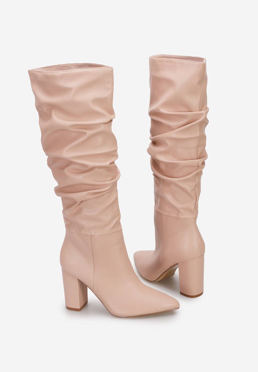 Bottes à talon carré nude Marquee