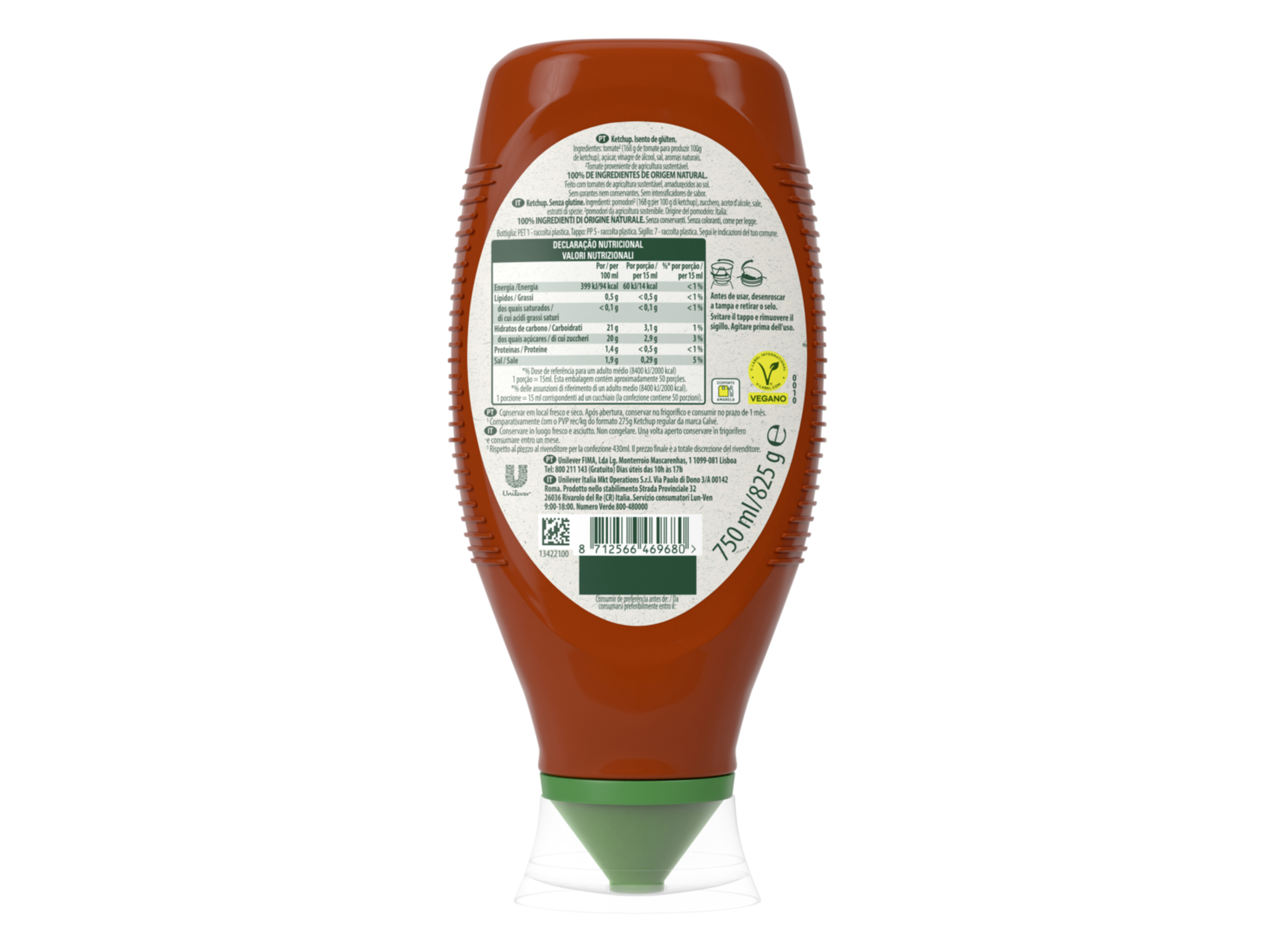 KETCHUP CALVÉ PURE 825G