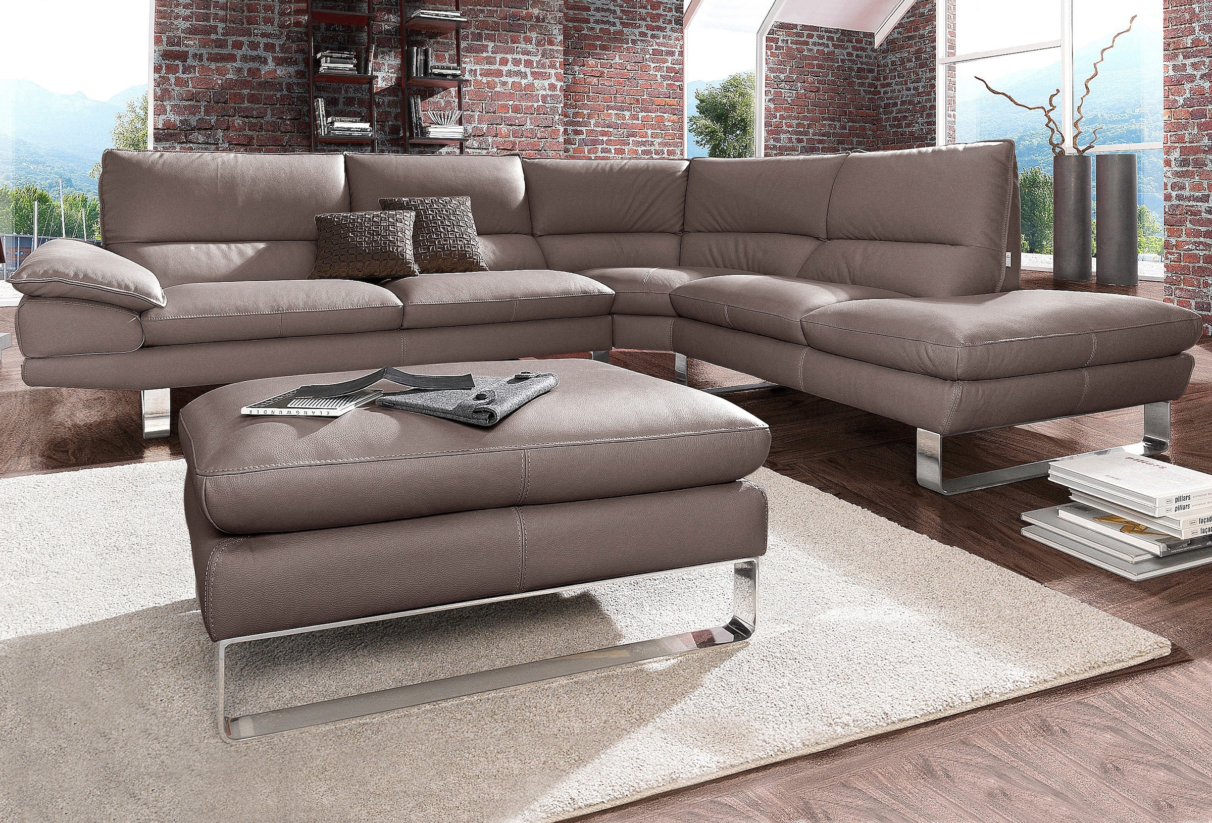 CALIA ITALIA Ecksofa »Dave, italienisches Designsofa mit erstklassigem Sitzkomfort, L-Form« mit tollen Lederbezügen