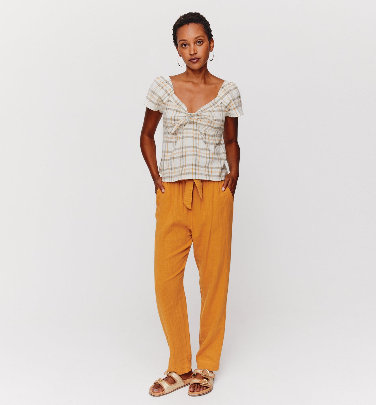Blouse à carreaux Femme - Carreaux écrus