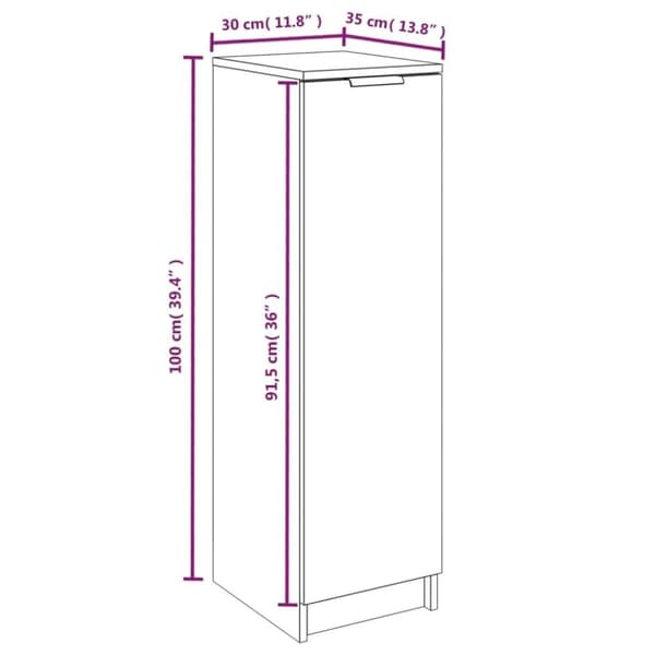 vidaXL Skoskap hvit 30x35x100 cm konstruert tre