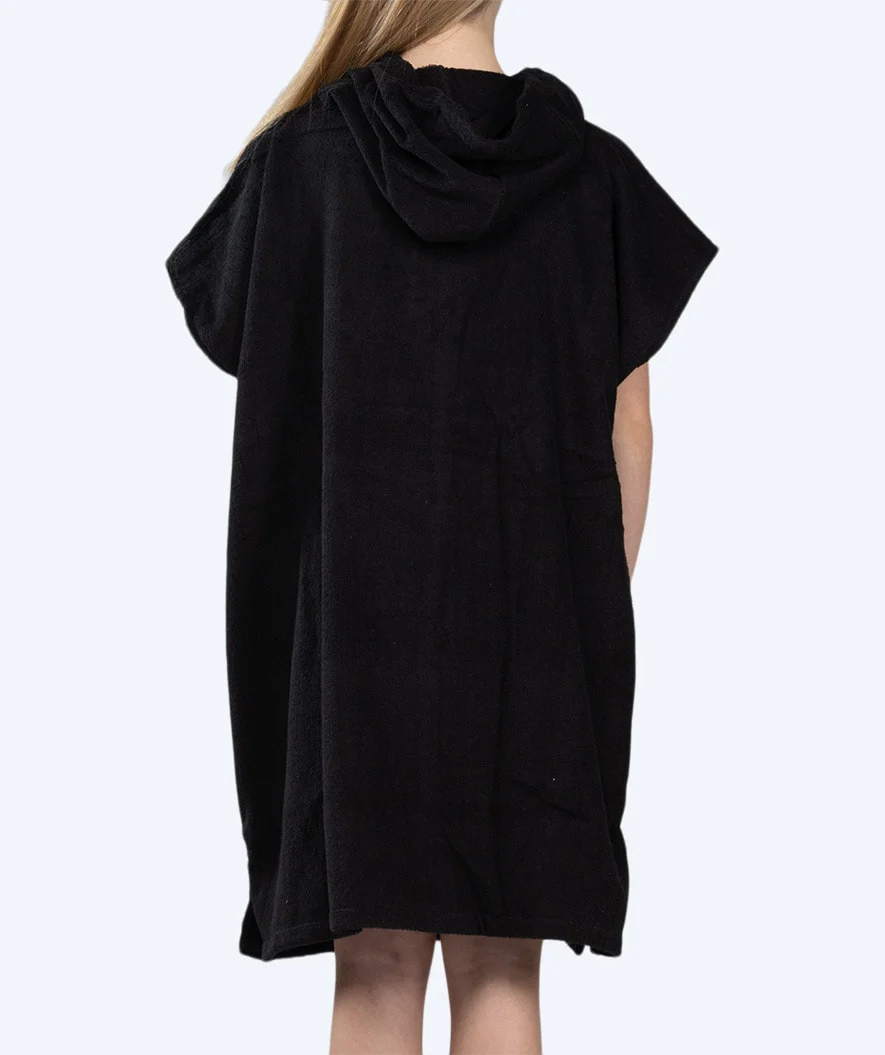 Watery badeponcho til junior - Bomuld - Sort