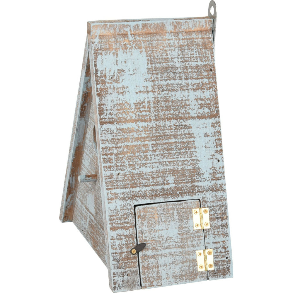 Nichoir triangulaire pour oiseaux gies en bois 16.5 x 11 x 21 cm bleu /brun