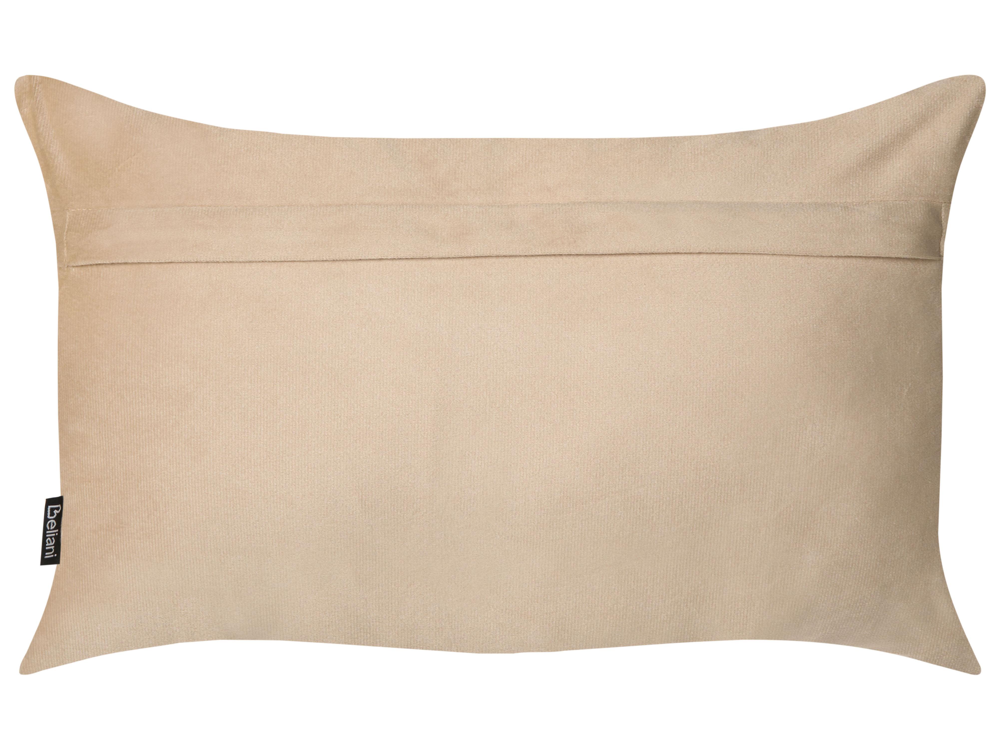 Set van 2 sierkussens BELLE Fluweel 30 x 50 cm Beige effen