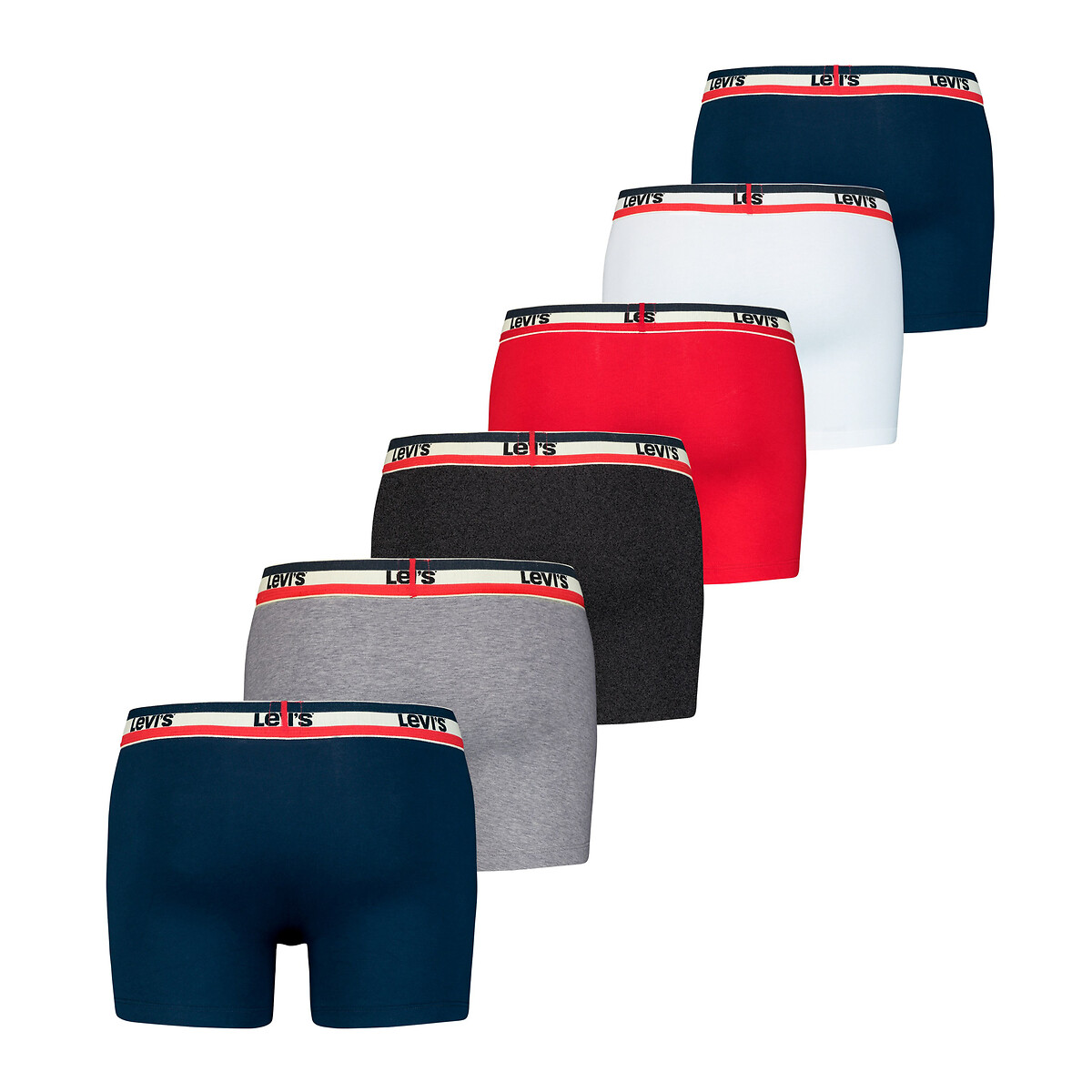 Conjunto de 6 cuecas boxer lisas de algodão da Levi's