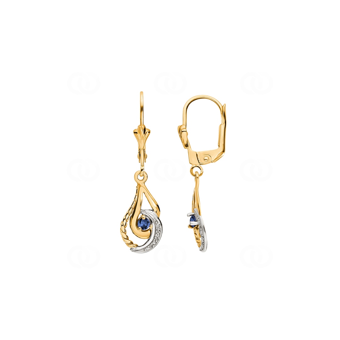 Ohrhänger 750/18 K Gelbgold mit Saphir