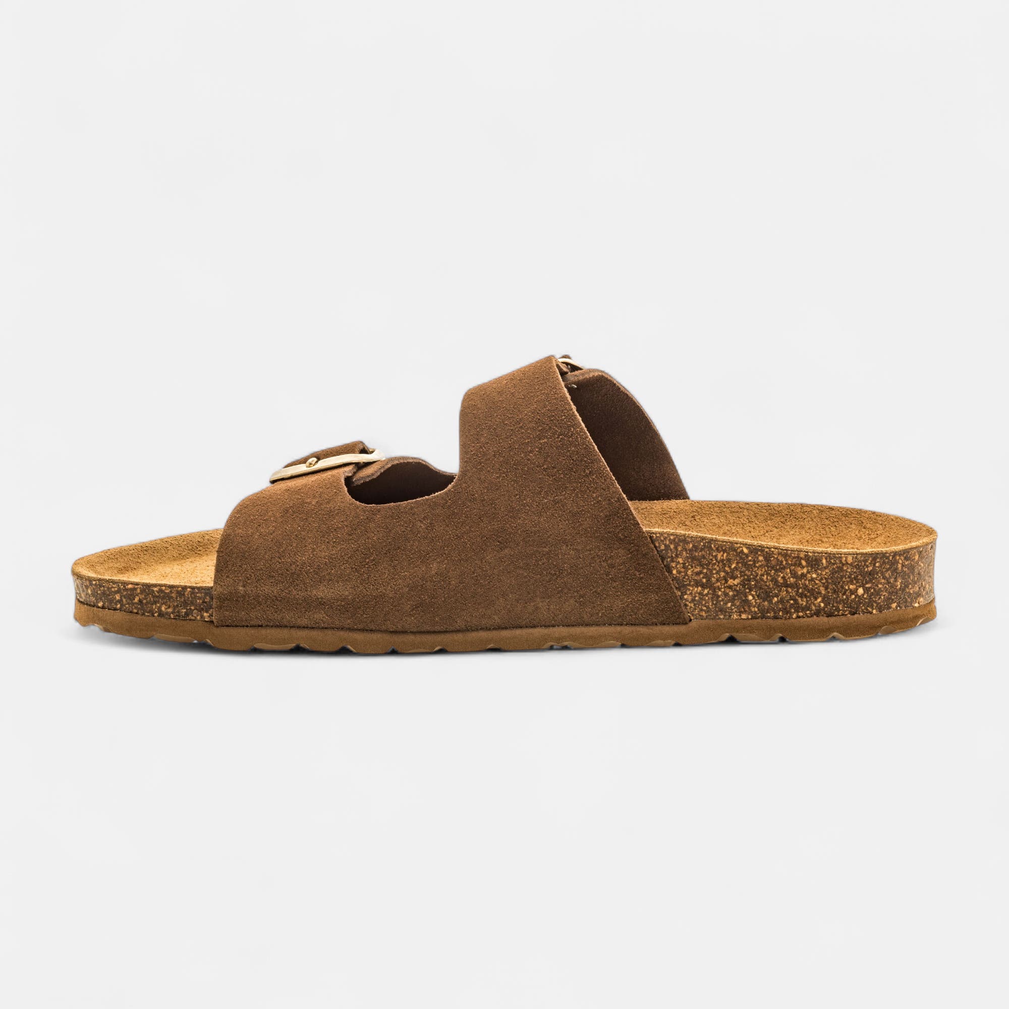 Mules semelle liège Femme en cuir marron
