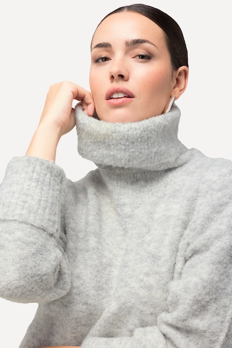 Pullover, meliert, Wollanteil, Rollkragen, Langarm