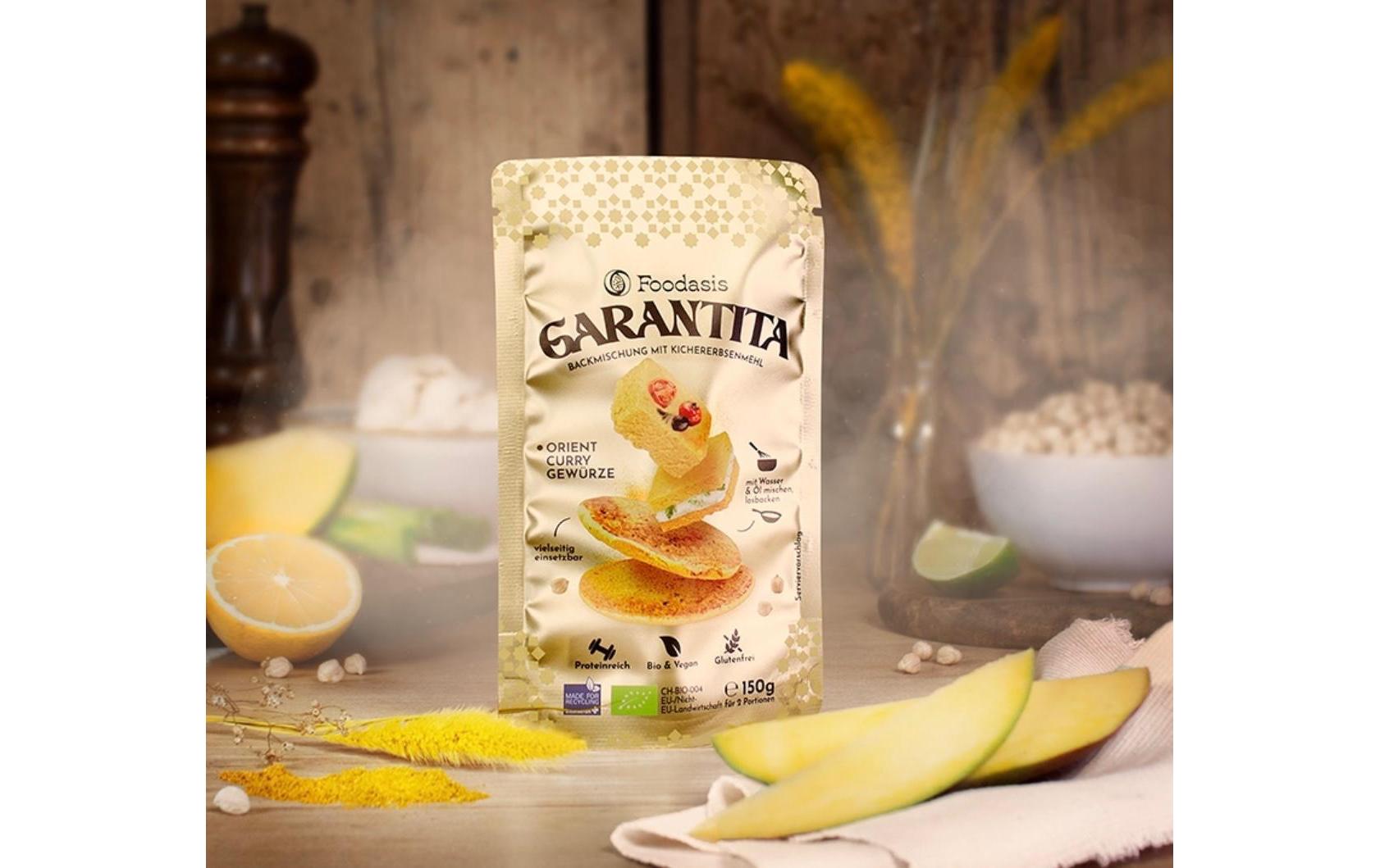 Backmischung Bio Garantita Orient- Curry 150 gBackmischung mit Kichererbsenmehl und Currygewürzen