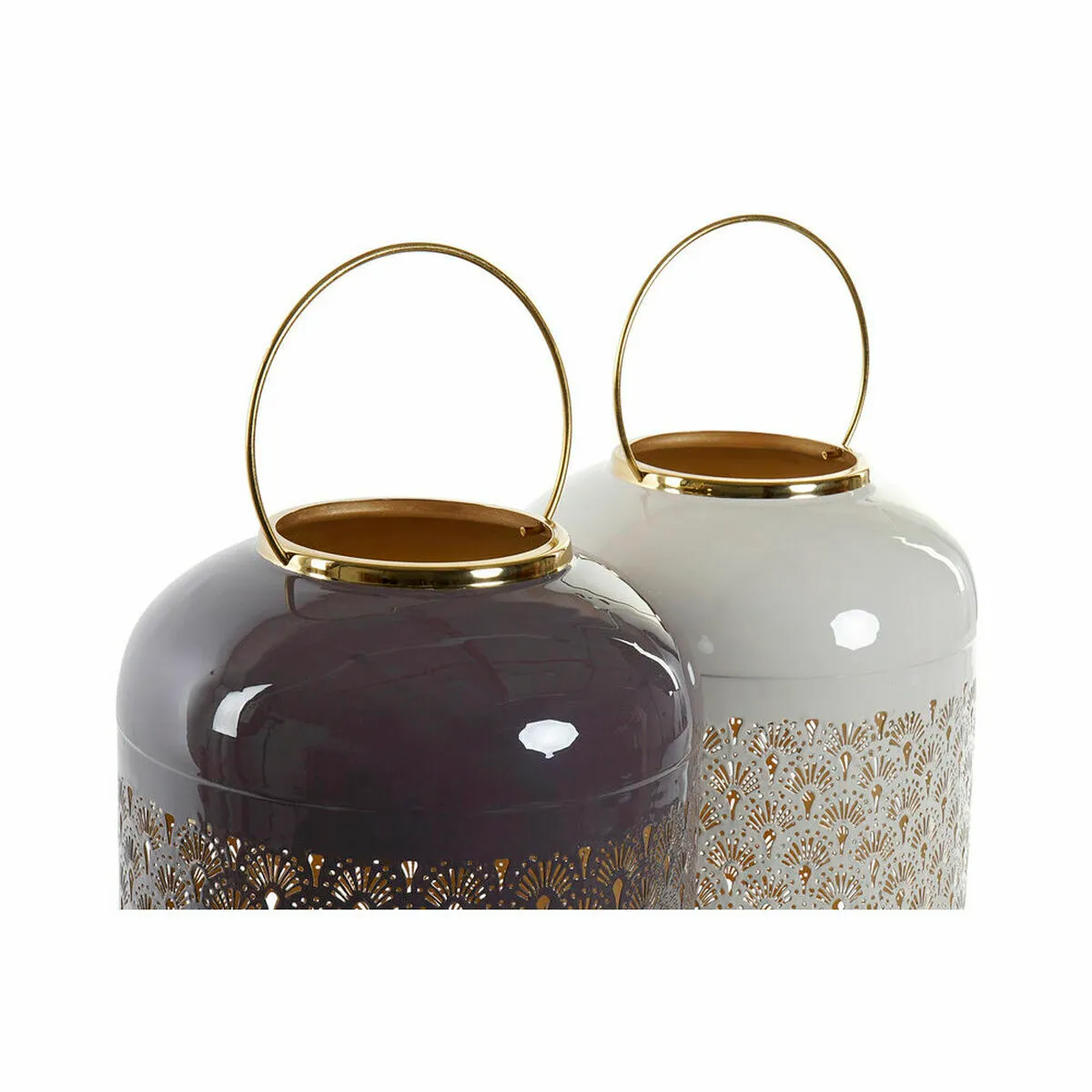 DKD Home Decor Bougeoir Beige Aluminium Mauve