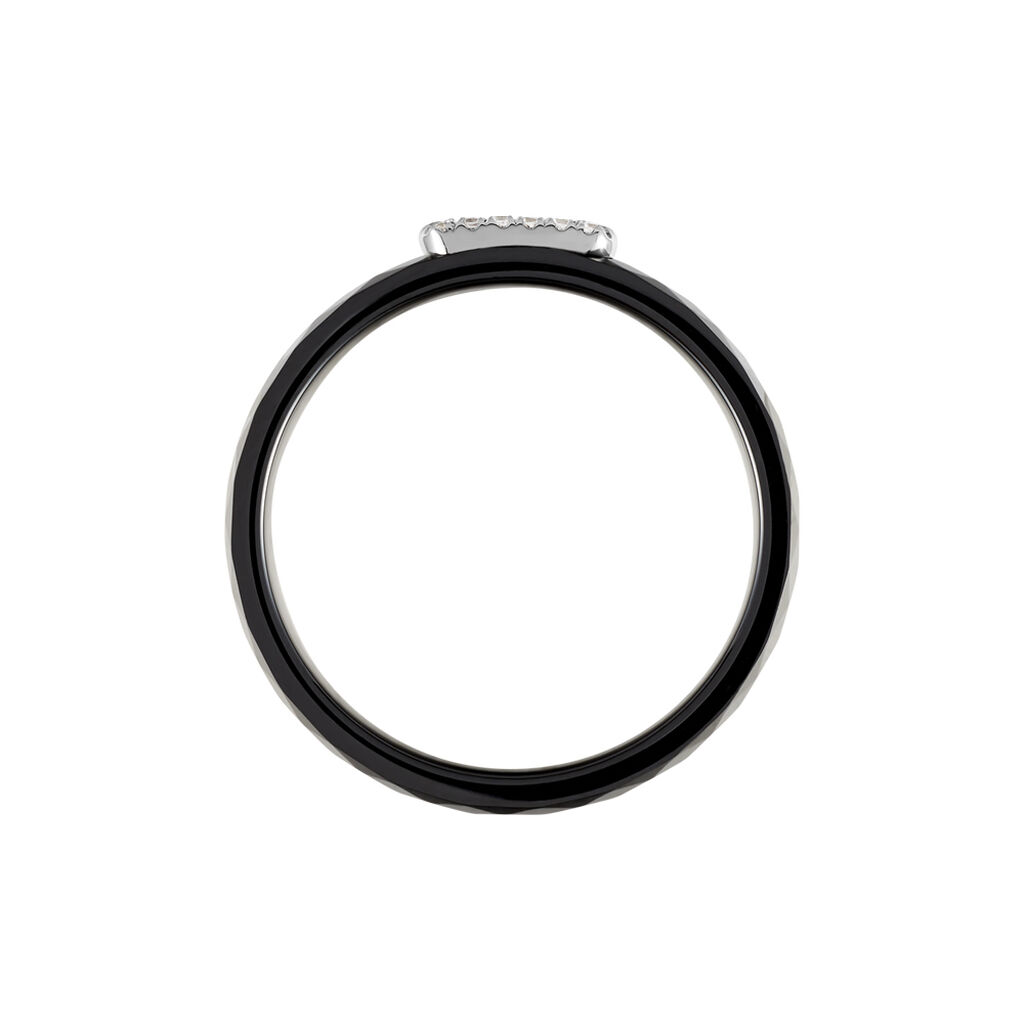 Bague Ceramik Design Argent Blanc Oxyde De Zirconium Et Céramique