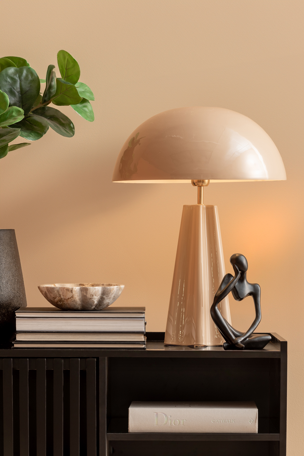 Table lamp Amplio XL enamel soft brown