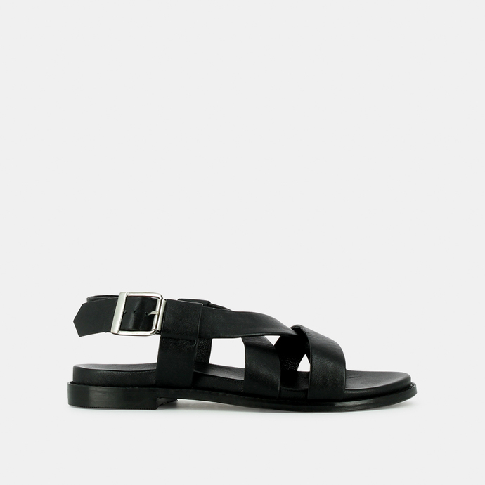 Sandales à brides épaisses  en cuir noir