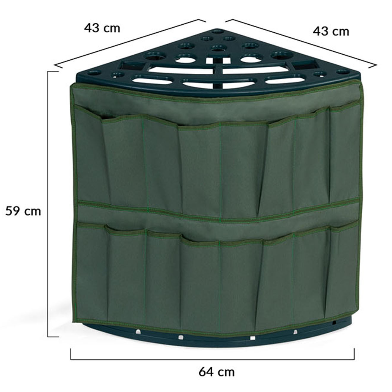 Pratik Garden Rack d'angle pour outils de jardin vert  - 43x43x59 cm