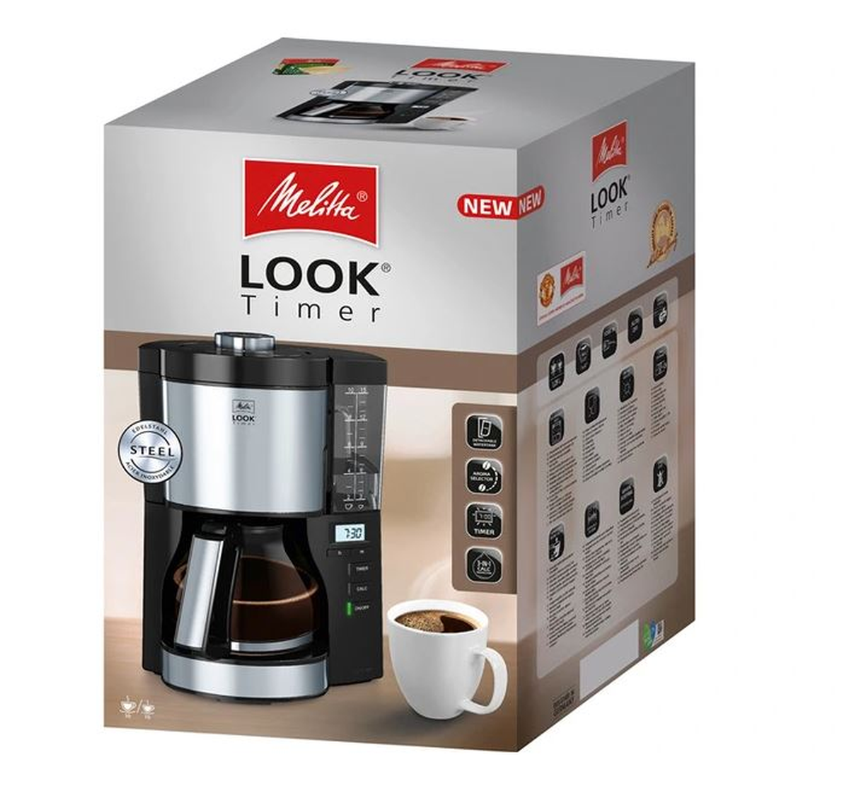 Melitta Look V Timer 1025-08 Noir/Acier Brossé