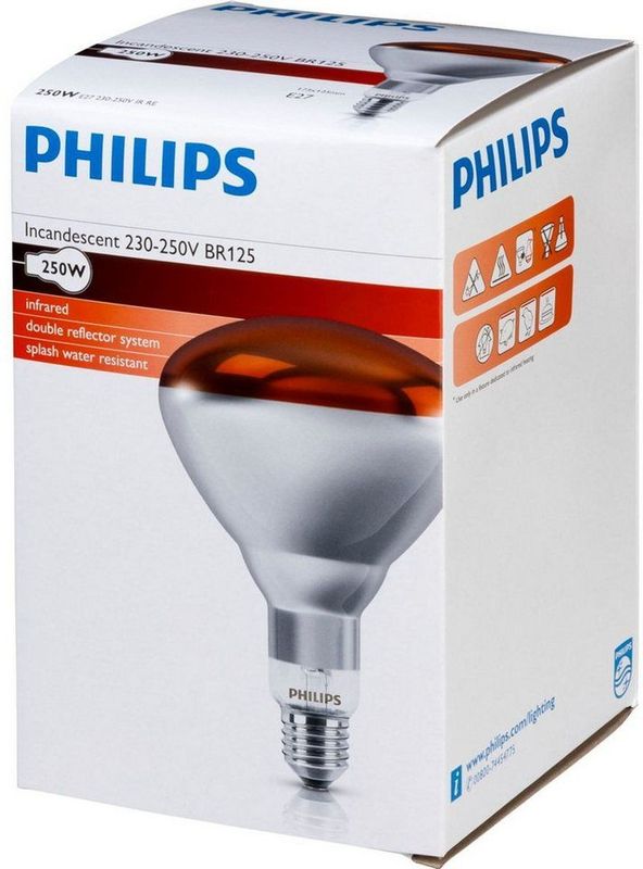 Philips - BR125 - Infraroodlamp - Rood Licht - 250W - 230V