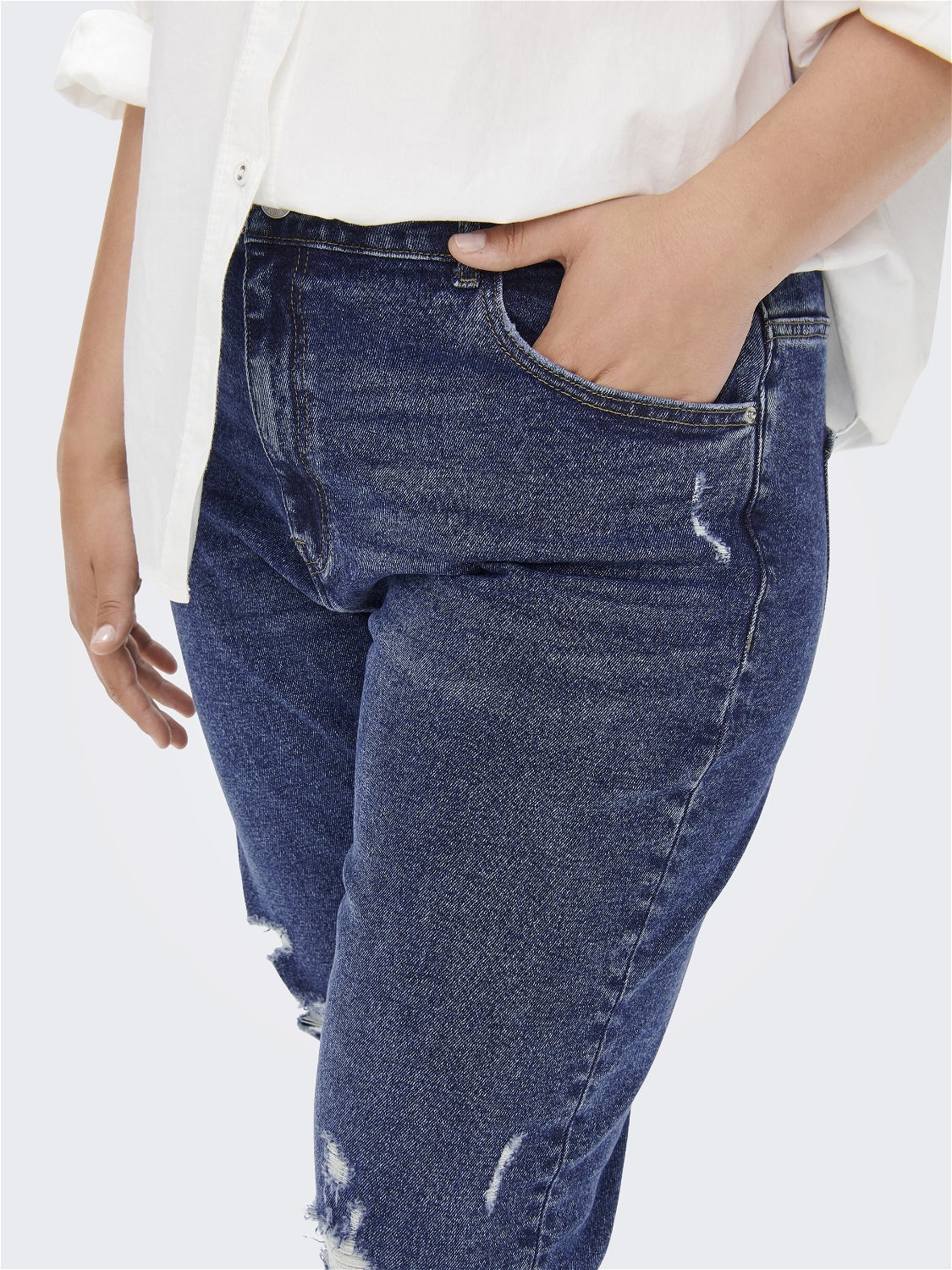 CARENEDA Hohe Taille Gerade geschnitten Jeans Light Medium Blue Denim