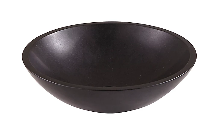 Vasque à poser ronde pierre naturelle noire GoodHome Tumen