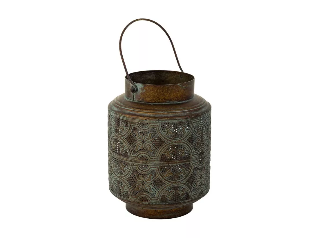 Bougeoir en métal marron 19.5x19.5x25.5h