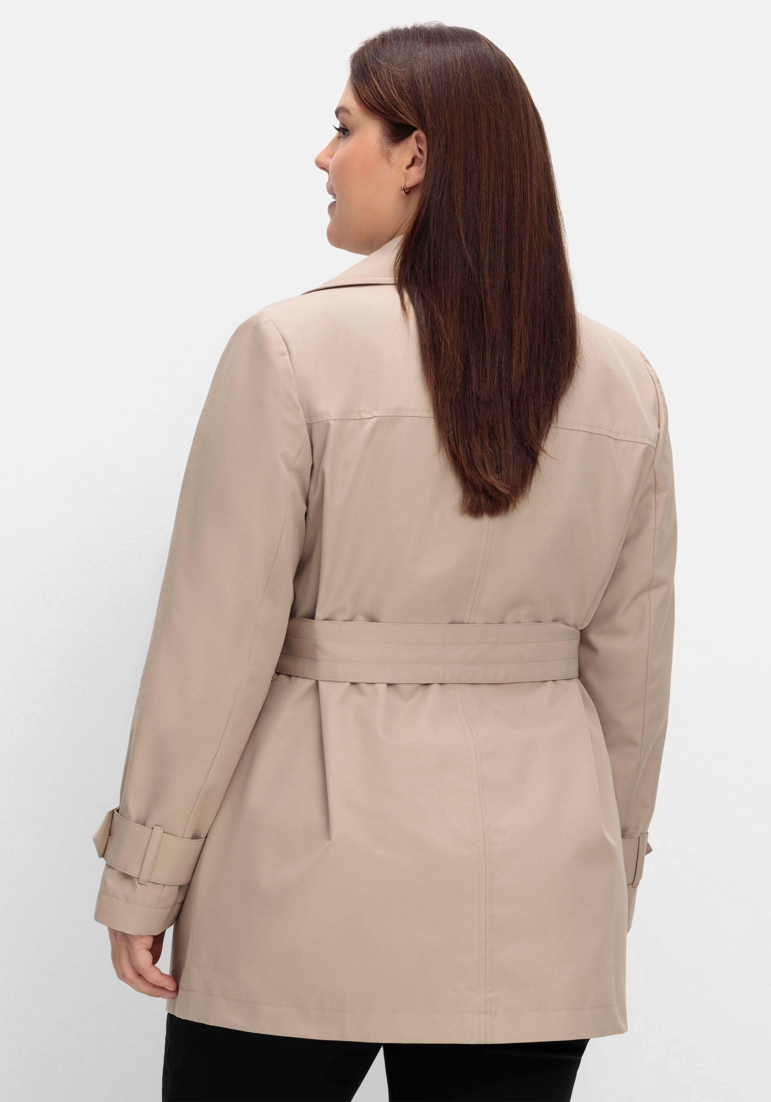 Kurzer Trenchcoat mit Gürtel, wasserabweisend