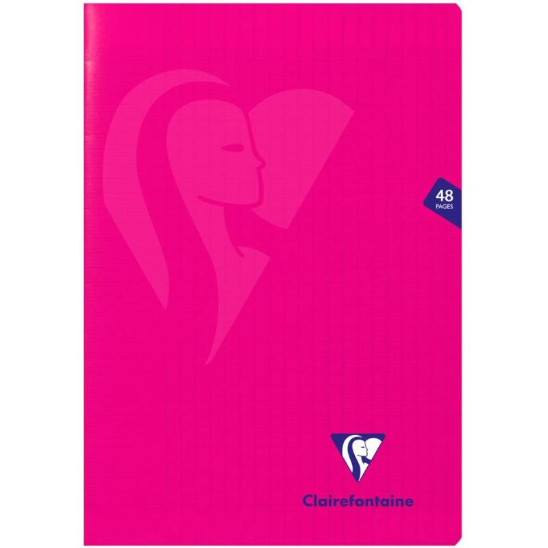 Cahier piqué Mimesys A4 48 pages grands carreaux couverture polypropylène - Rose