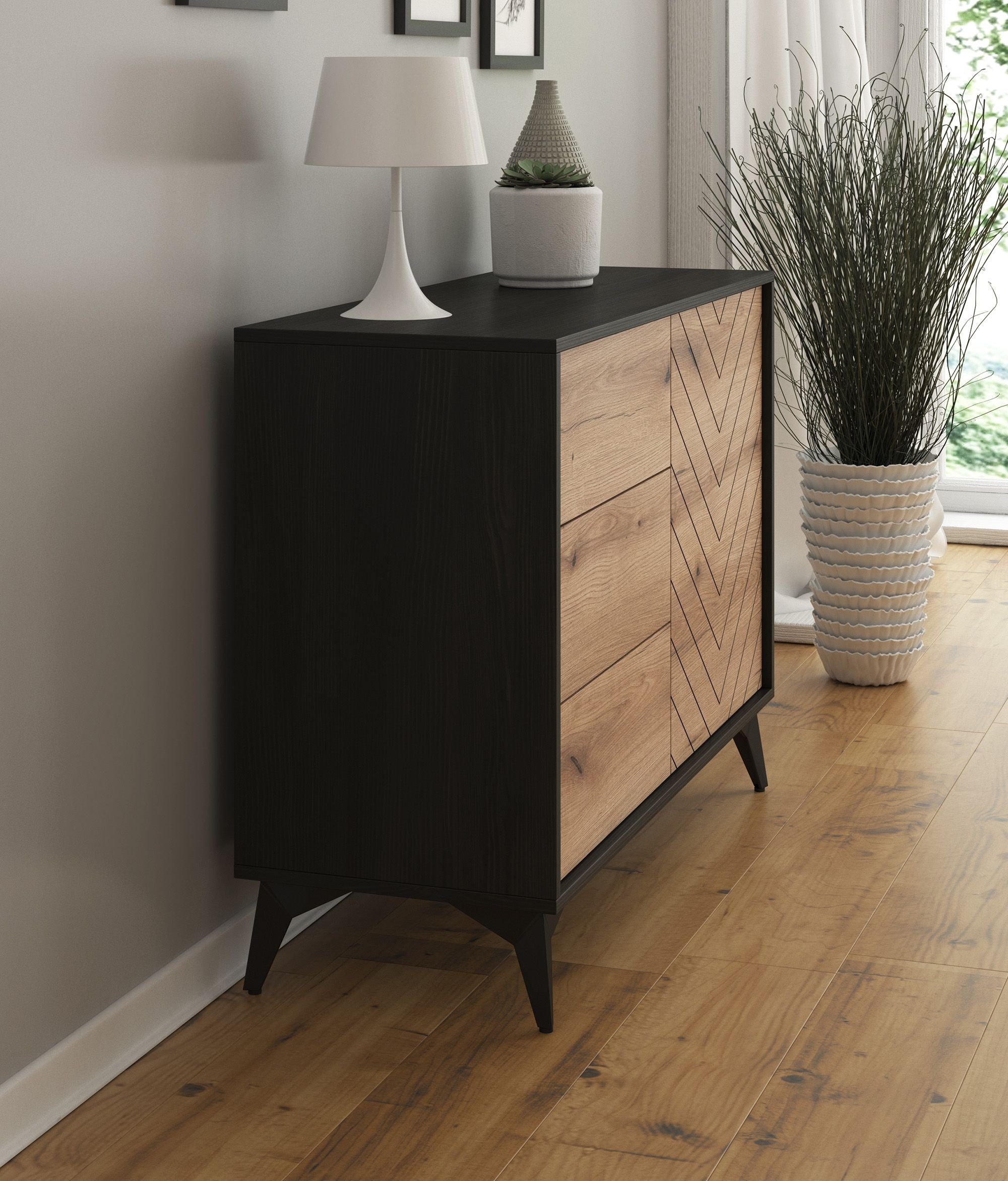 Dolores 3 - Dressoir - Eiken/zwart - 104x39x77 cm
