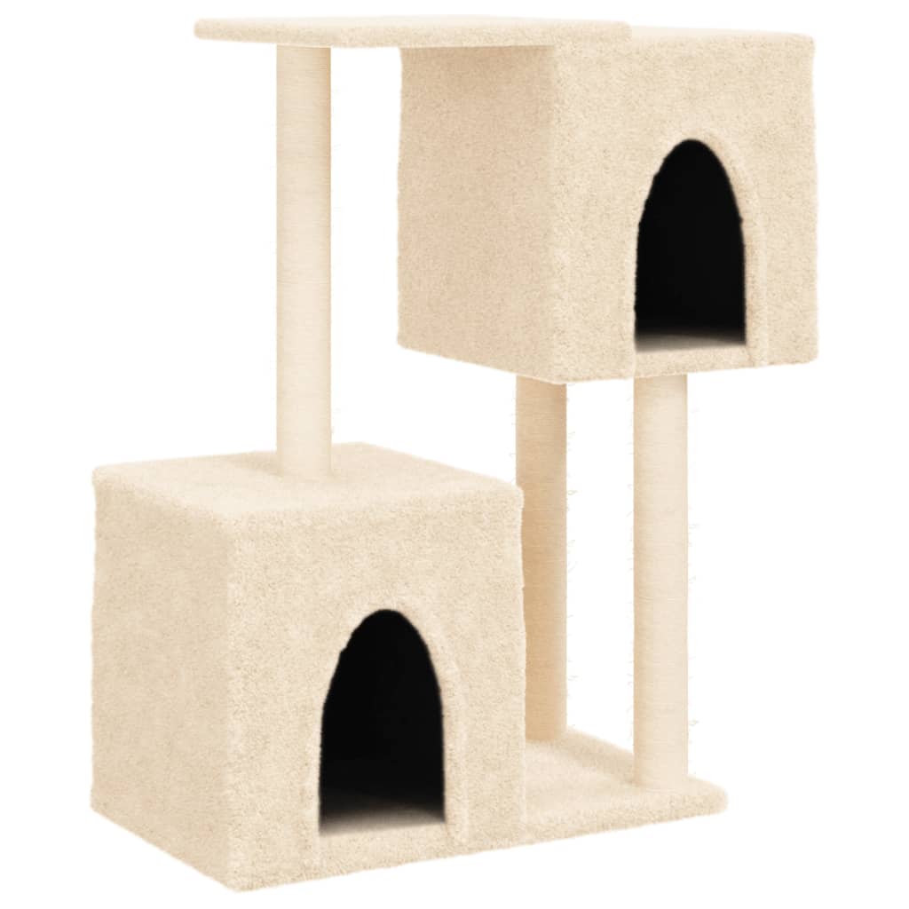 Arranhador para gatos vidaXL com postes de sisal, cor creme, 86 cm