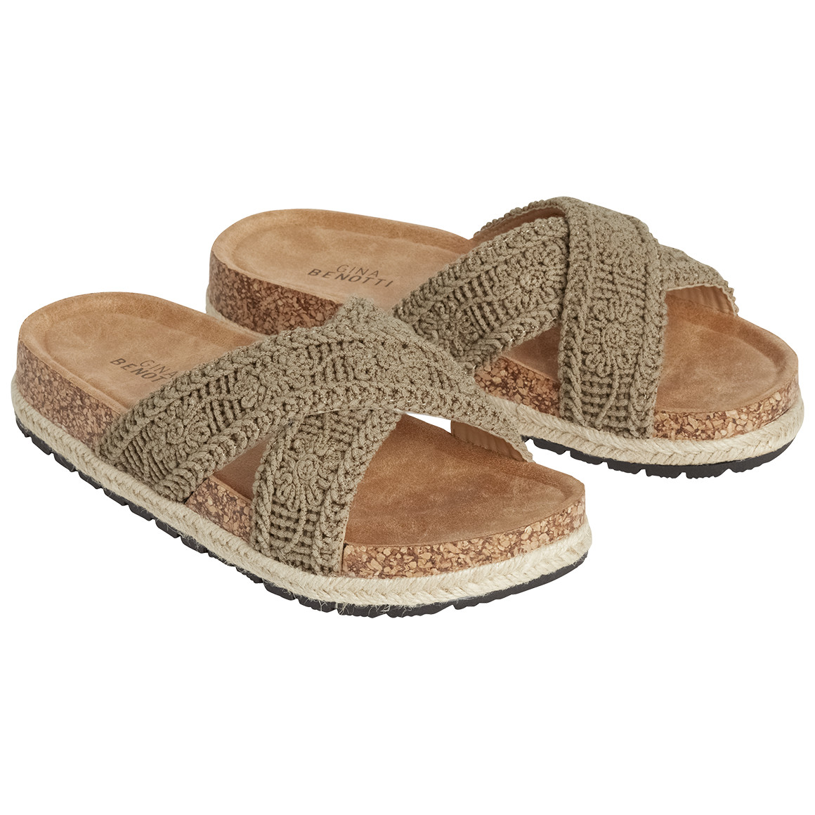 Gina Benotti Damen Sandalen mit überkreuzten Riemen beige