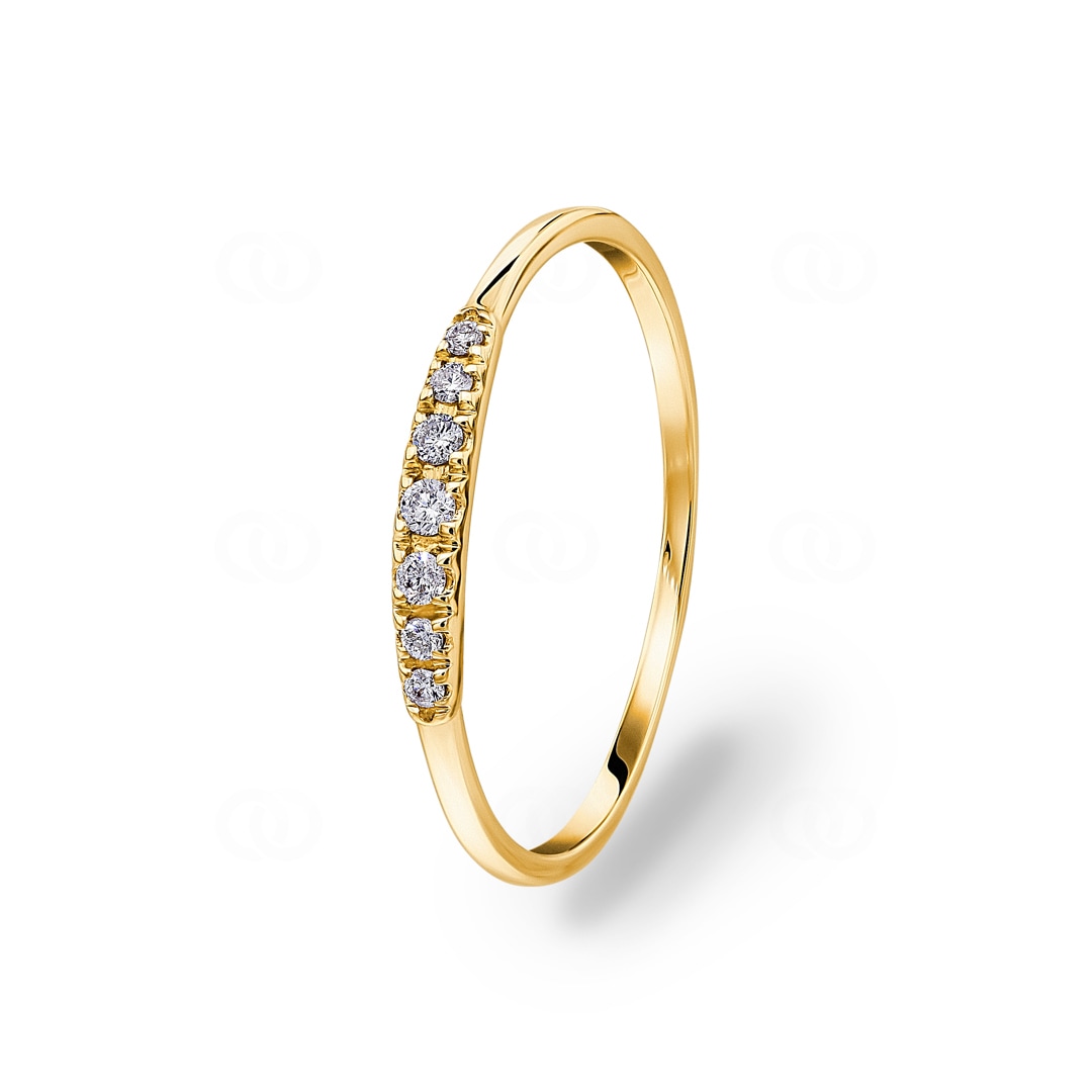 Damenring 750/18 K Gelbgold mit Diamanten 0.08 ct H/si
