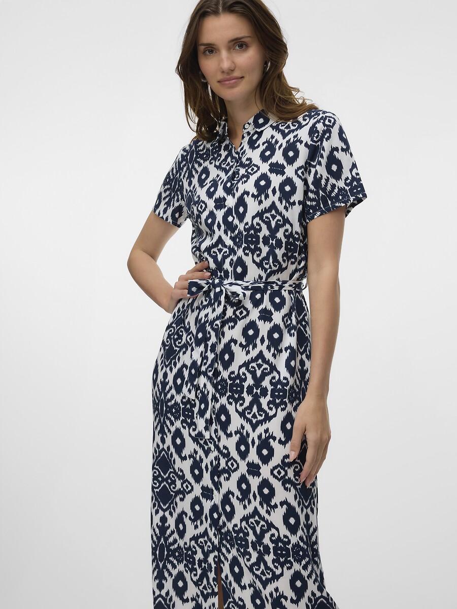 VERO MODA<br>Vestido maxi estampado, gola alta