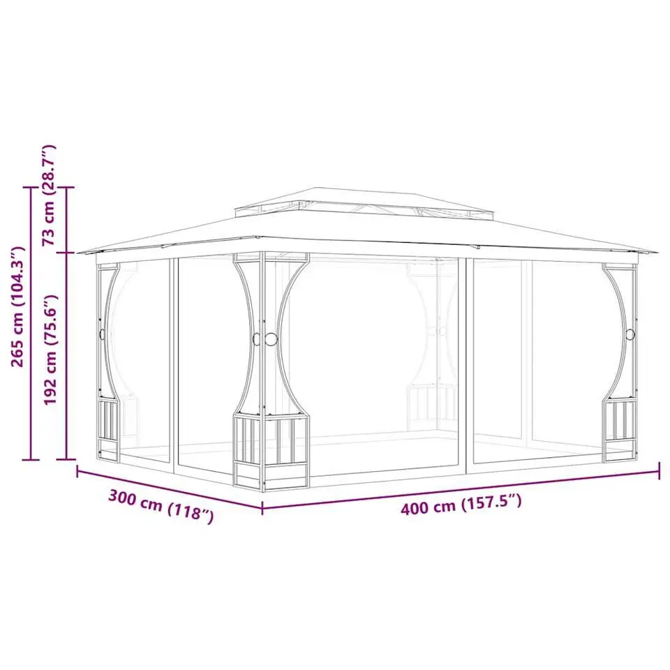 vidaXL - Tuinpaviljoen - Antraciet - Stof