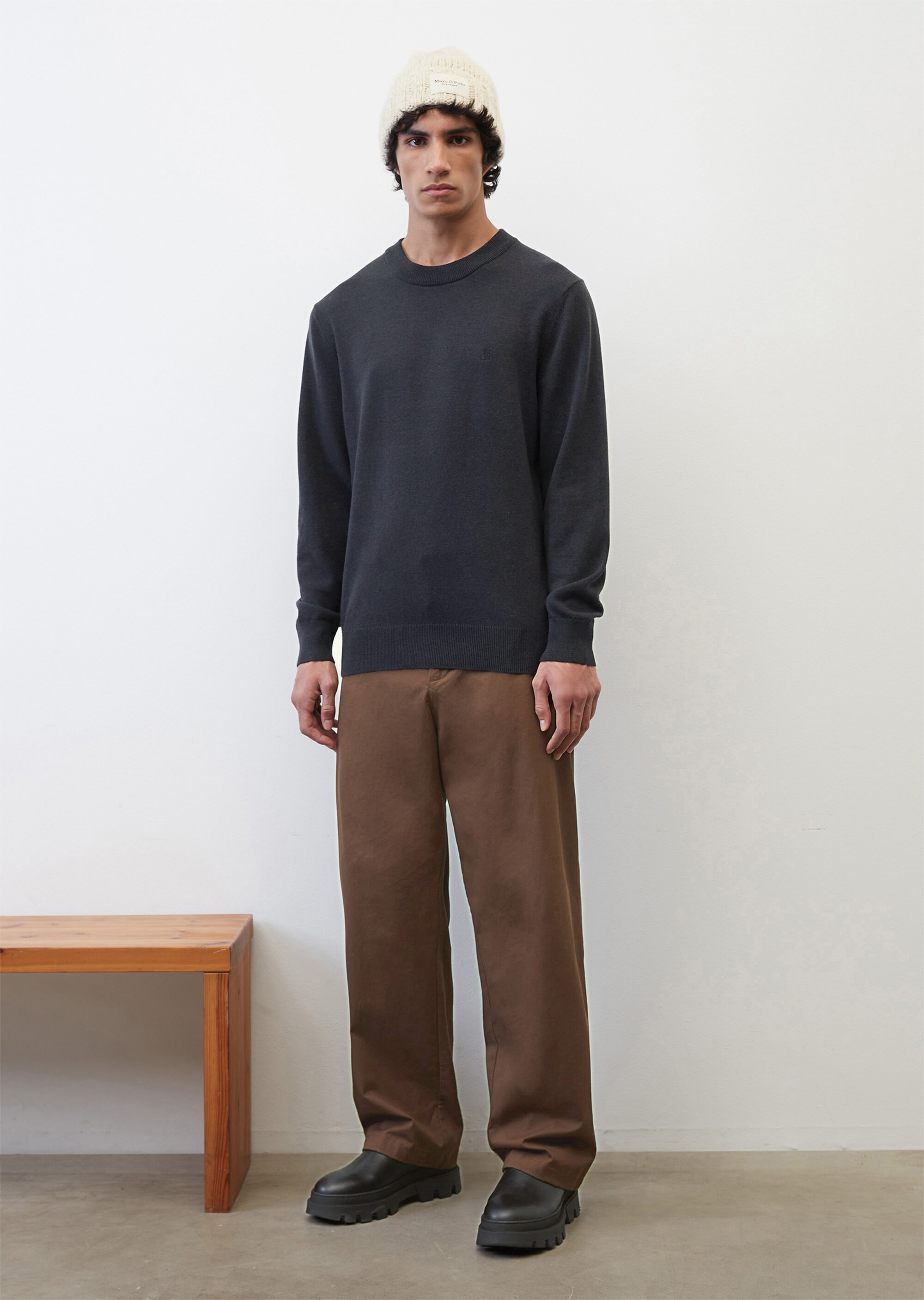 Rundhals-Pullover regular aus softem Bauwolle-Schurwolle-Mix